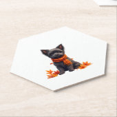 Affenpinscher met hart gemaakt van herfstbladeren kartonnen onderzetters (Schuin)