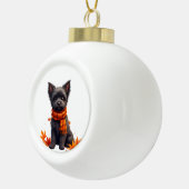 Affenpinscher met hart gemaakt van herfstbladeren keramische bal ornament (Rechts)