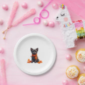 Affenpinscher met hart gemaakt van herfstbladeren papieren bordje (Feest)