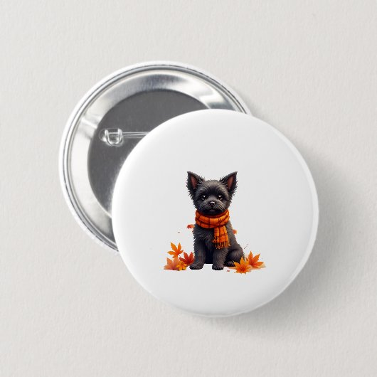 Affenpinscher met hart gemaakt van herfstbladeren ronde button 5,7 cm (Voorkant /achterkant)