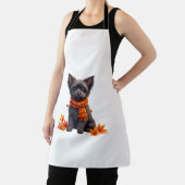 Affenpinscher met hart gemaakt van herfstbladeren schort (Insitu)