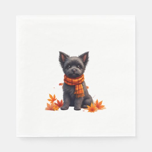 Affenpinscher met hart gemaakt van herfstbladeren servet (Voorkant)