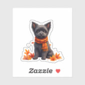 Affenpinscher met hart gemaakt van herfstbladeren sticker (Vel)