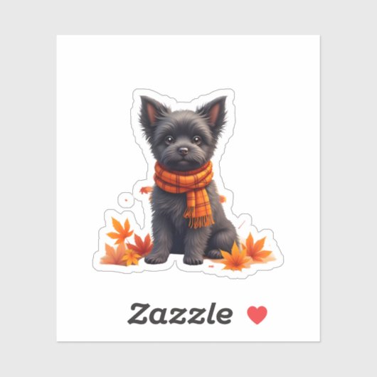 Affenpinscher met hart gemaakt van herfstbladeren sticker (Vel)