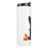 Affenpinscher met hart gemaakt van herfstbladeren thermosbeker (Gedraaid links)