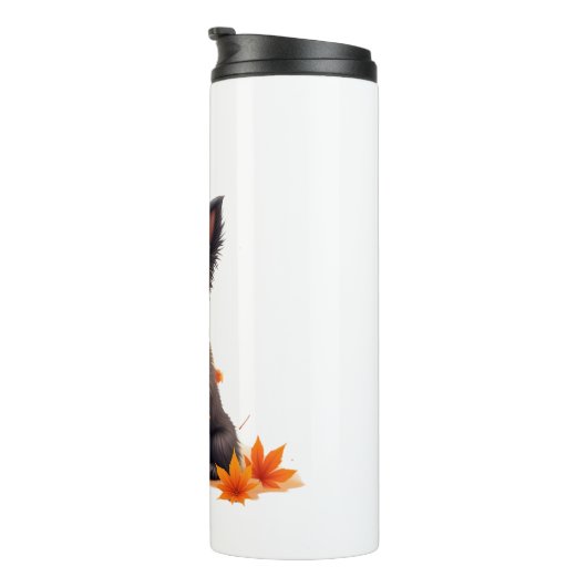 Affenpinscher met hart gemaakt van herfstbladeren thermosbeker (Geroteerd rechts)