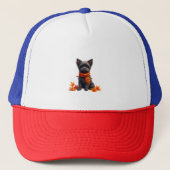 Affenpinscher met hart gemaakt van herfstbladeren trucker pet (Voorkant)