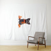 Affenpinscher met hart gemaakt van herfstbladeren wandkleed (In Situ (horizontaal))