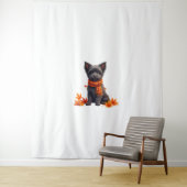 Affenpinscher met hart gemaakt van herfstbladeren wandkleed (In situ)