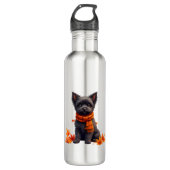 Affenpinscher met hart gemaakt van herfstbladeren waterfles  (Voorkant)