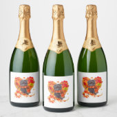 Affenpinscher Met Hart Van Herfstbladeren Sparkling Wijnetiket (Flessen)
