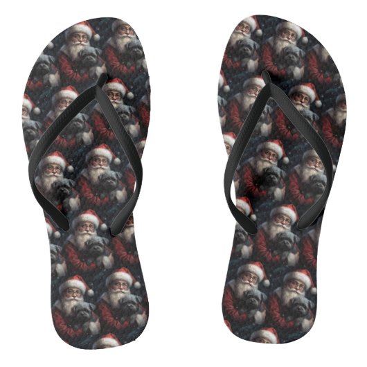Affenpinscher met Kerstman Festive Kerstmis Teenslippers (Voetbed)