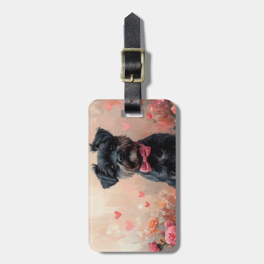 Affenpinscher met Rozen - Valentijnsdag Bagagelabel (Voorkant verticaal)