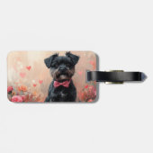 Affenpinscher met Rozen - Valentijnsdag Bagagelabel (Achterkant horizontaal)