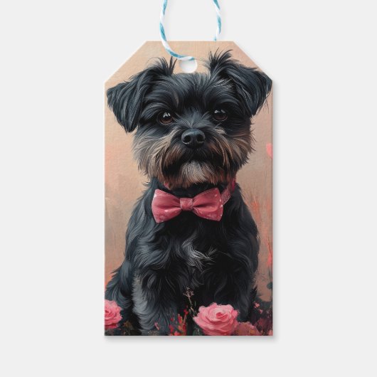 Affenpinscher met Rozen - Valentijnsdag Cadeaulabel (Voorkant)
