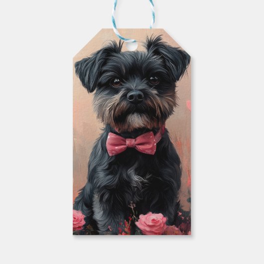 Affenpinscher met Rozen - Valentijnsdag Cadeaulabel (Achterkant)