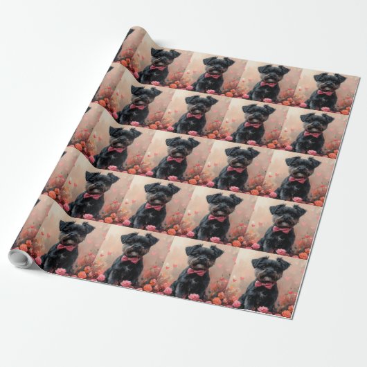 Affenpinscher met rozen - Valentijnsdag Cadeaupapier (Uitgerold)