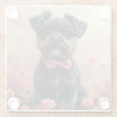 Affenpinscher met Rozen - Valentijnsdag Glazen Onderzetter (Achterkant)