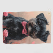 Affenpinscher met rozen - Valentijnsdag Golfhanddoek (Horizontaal)