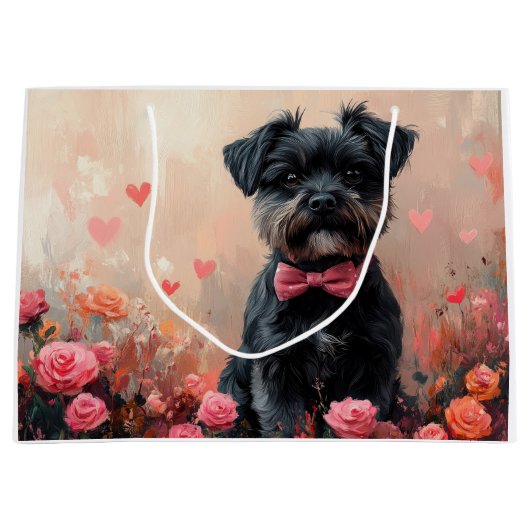 Affenpinscher met Rozen - Valentijnsdag Groot Cadeauzakje (Voorkant)