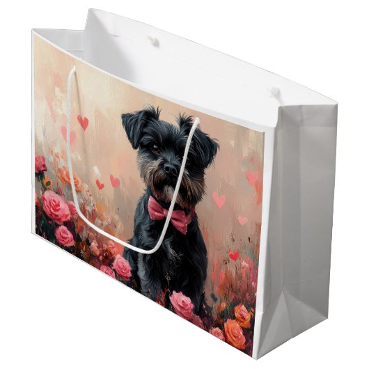 Affenpinscher met Rozen - Valentijnsdag Groot Cadeauzakje (Voorkant Gekanteld)