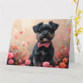 Affenpinscher met rozen - Valentijnsdag Kaart (Gele Bloem)