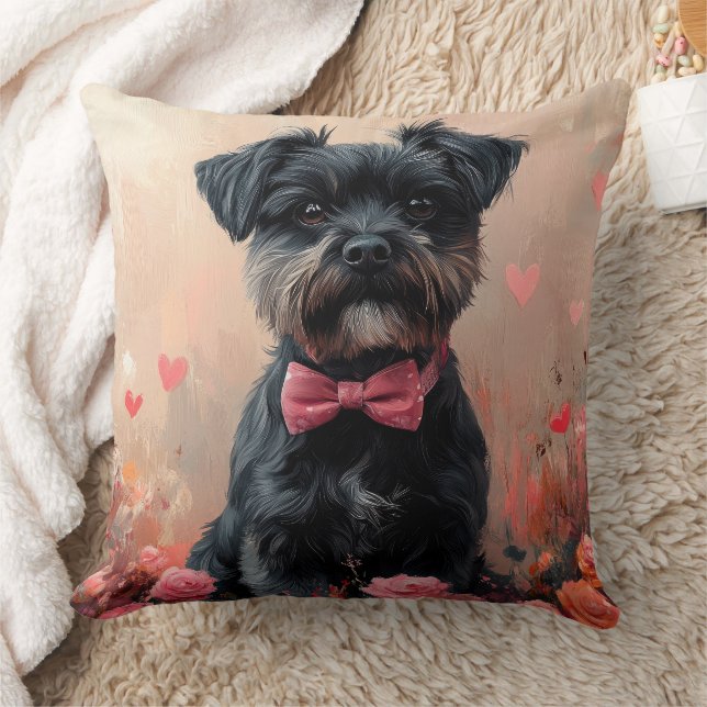 Affenpinscher met Rozen - Valentijnsdag Kussen (Deken)
