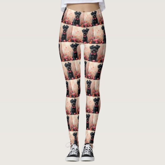 Affenpinscher met rozen - Valentijnsdag Leggings (Voorkant)