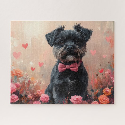 Affenpinscher met rozen - Valentijnsdag Legpuzzel (Horizontaal)