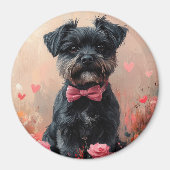 Affenpinscher met Rozen - Valentijnsdag Magneet (Voorkant)