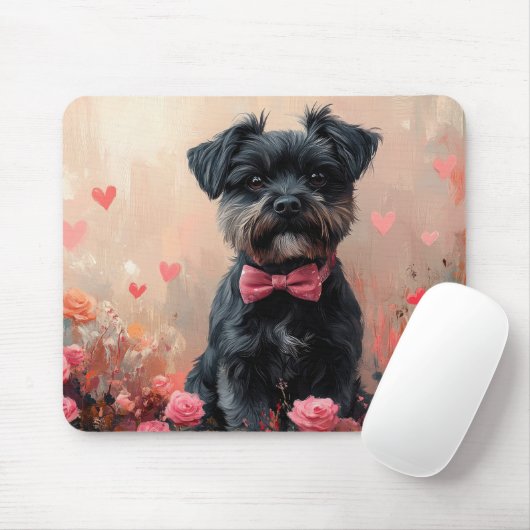 Affenpinscher met rozen - Valentijnsdag Muismat (Met muis)