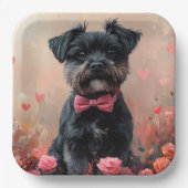 Affenpinscher met Rozen - Valentijnsdag Papieren Bordje (Voorkant)