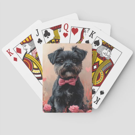 Affenpinscher met rozen - Valentijnsdag Pokerkaarten (Achterkant)