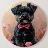 Affenpinscher met rozen - Valentijnsdag Ronde Button 6,0 Cm (Voorkant)
