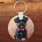 Affenpinscher met rozen - Valentijnsdag Sleutelhanger (Achterkant)