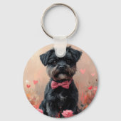 Affenpinscher met rozen - Valentijnsdag Sleutelhanger (Achterkant)