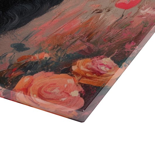 Affenpinscher met Rozen - Valentijnsdag Snijplank (Hoek)