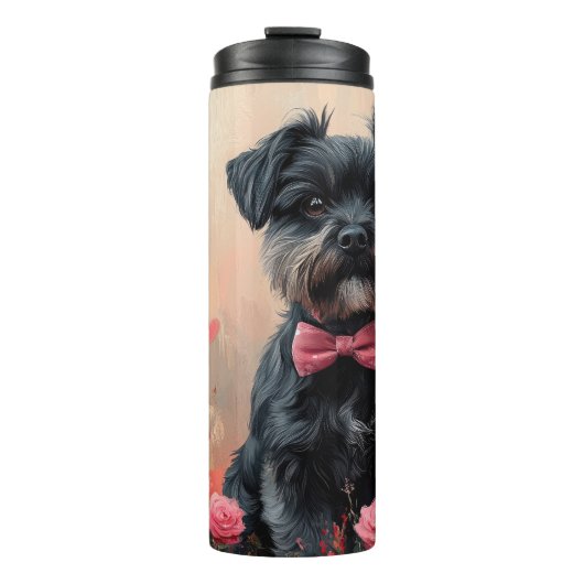 Affenpinscher met rozen - Valentijnsdag Thermosbeker (Voorkant)