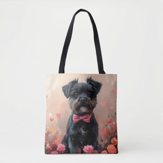 Affenpinscher met Rozen - Valentijnsdag Tote Bag (Voorkant)