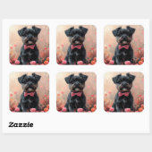 Affenpinscher met Rozen - Valentijnsdag Vierkante Sticker (Vel)