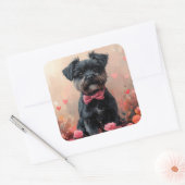 Affenpinscher met Rozen - Valentijnsdag Vierkante Sticker (Envelop)