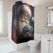 Affenpinscher met Sinterklaas Feestelijke Kerstmis Douchegordijn (In situ)