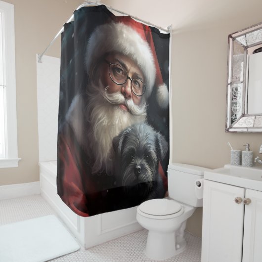 Affenpinscher met Sinterklaas Feestelijke Kerstmis Douchegordijn (In situ)