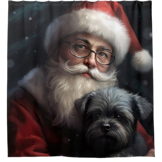 Affenpinscher met Sinterklaas Feestelijke Kerstmis Douchegordijn (Voorkant)