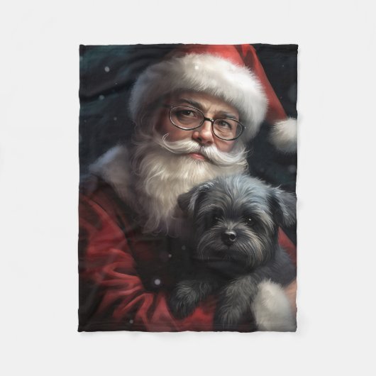Affenpinscher met Sinterklaas Feestelijke Kerstmis Fleece Deken (Voorkant)