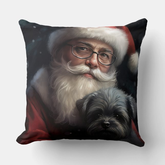 Affenpinscher met Sinterklaas Feestelijke Kerstmis Kussen (Voorkant)