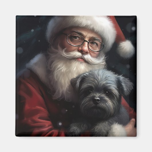 Affenpinscher met Sinterklaas Feestelijke Kerstmis Magneet (Voorkant)