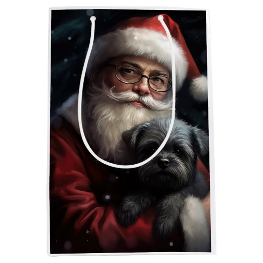 Affenpinscher met Sinterklaas Feestelijke Kerstmis Medium Cadeauzakje (Voorkant)