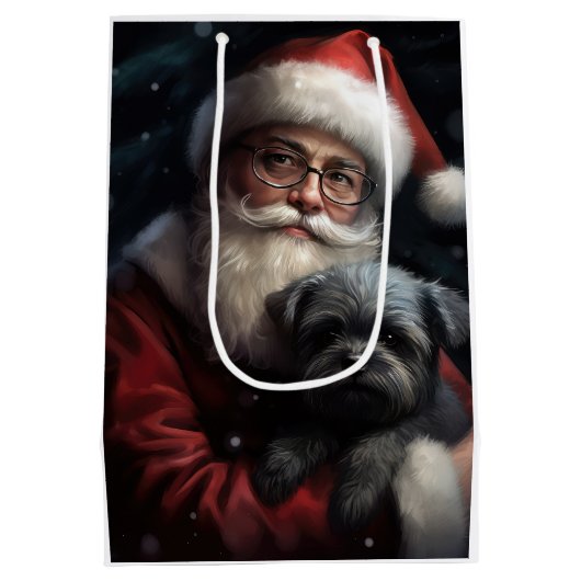 Affenpinscher met Sinterklaas Feestelijke Kerstmis Medium Cadeauzakje (Achterkant)