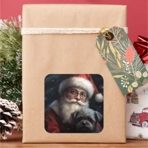 Affenpinscher met Sinterklaas Feestelijke Kerstmis Vierkante Sticker